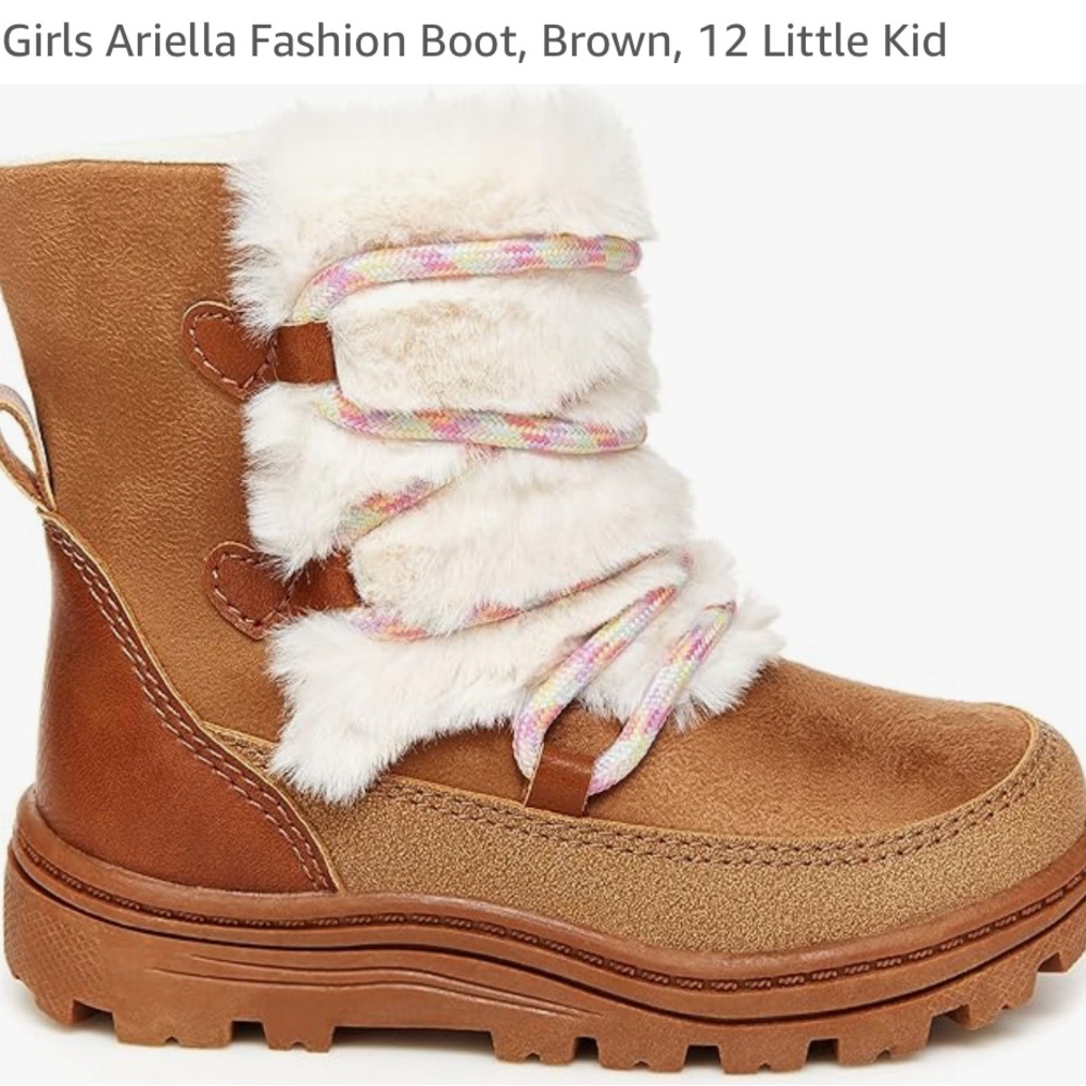 Carters Ariella boot. Velcro closure. Flexible outsole. Easy on and off.